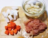 とりささみと根菜の黒酢あん作り方1写真