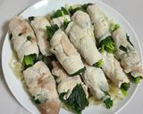 蒸し豚肉のホウレン草巻き作り方8写真