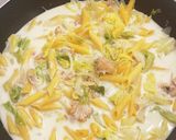 春キャベツと鮭缶のペンネスープ作り方4写真