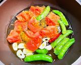 絹さやとフレッシュトマトのパスタ作り方2写真