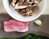 のらぼう葉と舞茸のパスタ♪作り方1写真