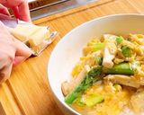 ホタテ缶とふわふわ卵のバター醤油丼作り方6写真