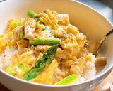 ホタテ缶とふわふわ卵のバター醤油丼作り方7写真