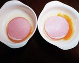 簡単☆レンチンハムエッグ作り方1写真