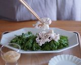 春菊と豚肉の香味ソースかけ作り方5写真