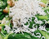 小松菜としめじの炒め物♡しらす乗せ♡簡単作り方4写真