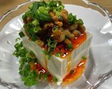 納豆とたっぷり薬味ネギのせ冷やっこ作り方3写真