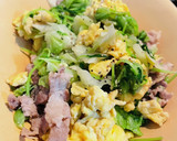 簡単すぎ！豆苗とレタスの豚たま炒め作り方8写真