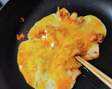 まかない飯～白菜キムチのとろとろ半熟卵丼作り方2写真