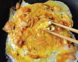 まかない飯～白菜キムチのとろとろ半熟卵丼作り方3写真