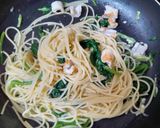 ちぎり竹輪とホウレン草の鰹節風マヨパスタ作り方2写真