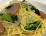ウィンナーと小松菜の和風パスタ作り方3写真