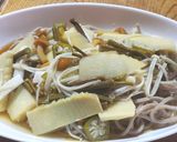 手作り山菜水煮で、冷たい山菜そば作り方4写真