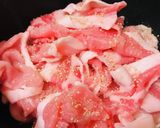豚肉のスキヤキ風味あまから焼きうどん作り方2写真