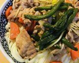 豚肉のスキヤキ風味あまから焼きうどん作り方4写真