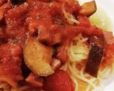 たっぷり茄子とベーコンのトマトパスタ作り方7写真