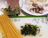野沢菜ときのこの和風パスタ♫作り方1写真