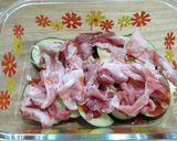耐熱容器でナスと豚こまのミルフィーユ焼き作り方3写真