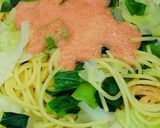小松菜と春キャベツの明太子パスタ作り方5写真
