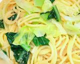 小松菜と春キャベツの明太子パスタ作り方6写真