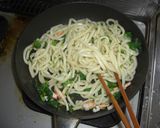 ♪菜の花のマヨ焼きうどん♪作り方3写真