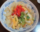 新玉ねぎと鮭中骨缶の卵炒め作り方5写真
