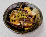 加熱時間わずか♪わらびと油揚げの煮物作り方3写真
