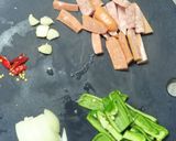 昭和の味ソーセージ玉ねぎピーマンのパスタ作り方1写真