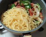 昭和の味ソーセージ玉ねぎピーマンのパスタ作り方7写真