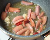 昭和の味ソーセージ玉ねぎピーマンのパスタ作り方3写真