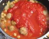 チキンボールとひよこ豆のトマトパスタ作り方7写真