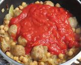 チキンボールとひよこ豆のトマトパスタ作り方6写真