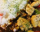 レトルト活用●鶏肉たくさんの玉かけカレー作り方4写真