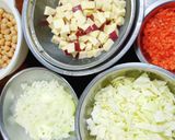 ひよこ豆と薩摩芋の野菜たっぷり豆乳スープ作り方1写真