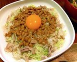 キャベツと豚肉でヘルシーアレンジ納豆ご飯作り方4写真