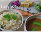簡単！ホタテ缶とミツバの炊き込みご飯作り方4写真