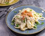 スモークサーモンと白舞茸のクリームパスタ作り方7写真
