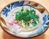 豆苗と玉ネギとベーコンと卵の味噌汁作り方6写真