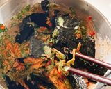 海苔とパクチーのキムチマヨうどん作り方5写真