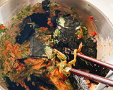 海苔とパクチーのキムチマヨうどん作り方5写真
