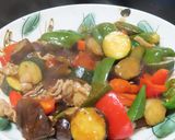 夏野菜と豚三枚肉のオイスー炒め作り方13写真
