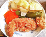 唐揚げと蒸し野菜。鶏むね肉とささ身作り方3写真