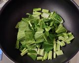 小松菜の鮭フレーク炒め：お弁当野菜おかず作り方1写真