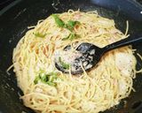 別茹で不要★豆乳クリーム梅パスタ★新玉葱作り方9写真