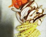 筍と椎茸の甘辛卵焼き…と彩り混ぜご飯作り方1写真