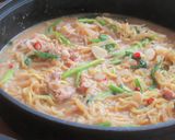 豚こま肉とニラともやしのにんにく味噌鍋作り方5写真