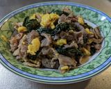モロヘイヤと豚肉とタマゴの和風炒め作り方8写真