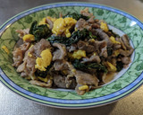 モロヘイヤと豚肉とタマゴの和風炒め作り方8写真