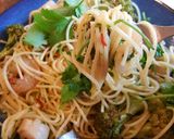 海鮮とパクチーのペペロンチーノ。作り方5写真