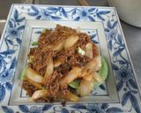 つる豆の麻辣肉あんかけ作り方4写真